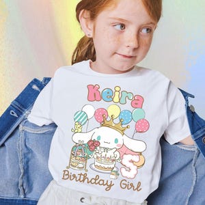Cinna morolll Inspired Birthday T Shirt, Gift Trendy for Girls, San rio theme Party, Personalized T-Shirt, Cinnmoroll Ranglan Tee