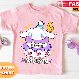 Cinna morolll Inspired Birthday T Shirt, Gift Trendy for Girls, San rio theme Party, Personalized T-Shirt, Cinnmoroll Ranglan Tee