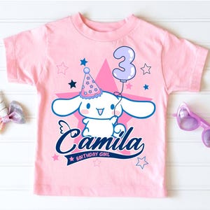 Cinna morolll Inspired Birthday T Shirt, Gift Trendy for Girls, San rio theme Party, Personalized T-Shirt, Cinnmoroll Ranglan Tee