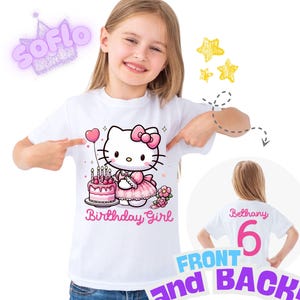 Personalized Kitty Birthday T-Shirt: Girly Theme Party Tee