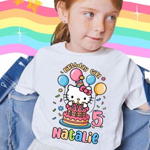 Kitti Birthday T-Shirt: Personalized San Rio Party Tee, Gift for Girls