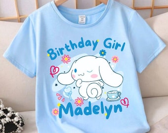 Cinna morolll Inspired Birthday T Shirt, Gift Trendy for Girls, San rio theme Party, Personalized T-Shirt, Cinnmoroll Ranglan Tee