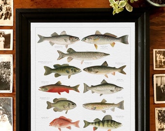 Personalized Family Tree Fish Print: Botanical Genealogy Art Gift