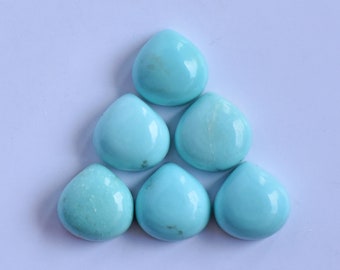 Cabochon turquoise d'Arizona, Turquoise en forme de coeur, Cabochon de fabrication de bijoux multiples, Cabochon en gros, Cabochon poli lisse, Dos plat