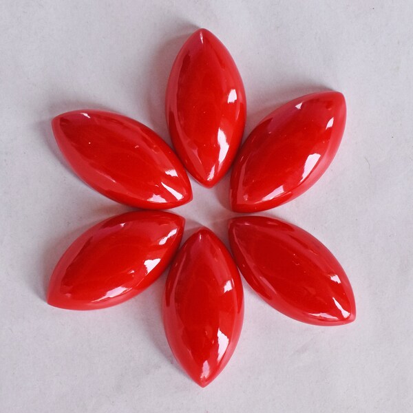 Red Coral Cabochon, Marquise Shape Red Coral, Calibrated Size Available, Size 3x6 MM To 18x36 MM, Smooth Polished, Jewelry Making