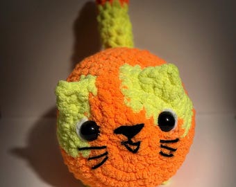 Gato de peluche de ganchillo / Gato de peluche naranja / Gato de peluche con manchas naranjas y amarillas / Gato de peluche de ganchillo hecho a mano / Gato amigurumi