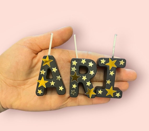 Custom Name Candles, Star Cake Topper, Birthday Party Decor, Soy Wax Letters