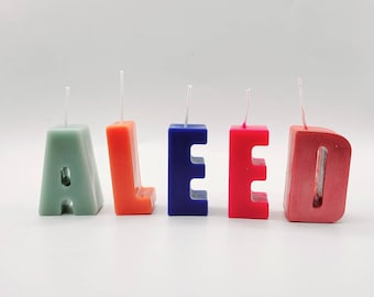 Personalized Letter Candles: Handmade Soy Wax Birthday Cake Toppers