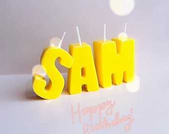 Personalized Letter Candles: Bee & Soy Wax Birthday Cake Toppers