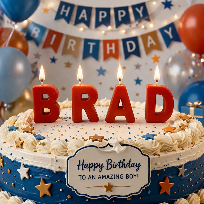 Personalized Name Candles, Custom Letter Cake Topper, Soy Beeswax Birthday Decor image 7