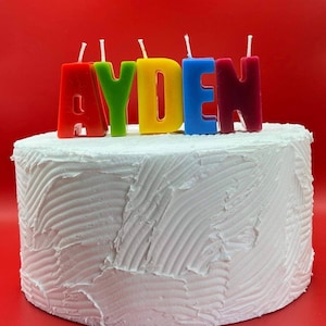 Personalized Rainbow Letter Candles: Handmade Birthday Cake Toppers