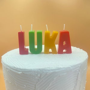 Personalized Name Letter Candles: Handcrafted Rainbow Birthday Decor