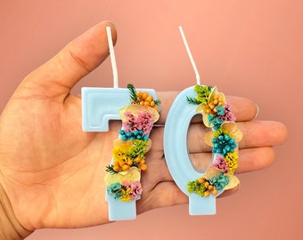 Happy birthday number candles. Cake toppers. Number soy candles. Flowers candles