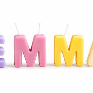 Personalized Name Candles, Custom Letter Cake Topper, Soy Beeswax Birthday Decor image 18