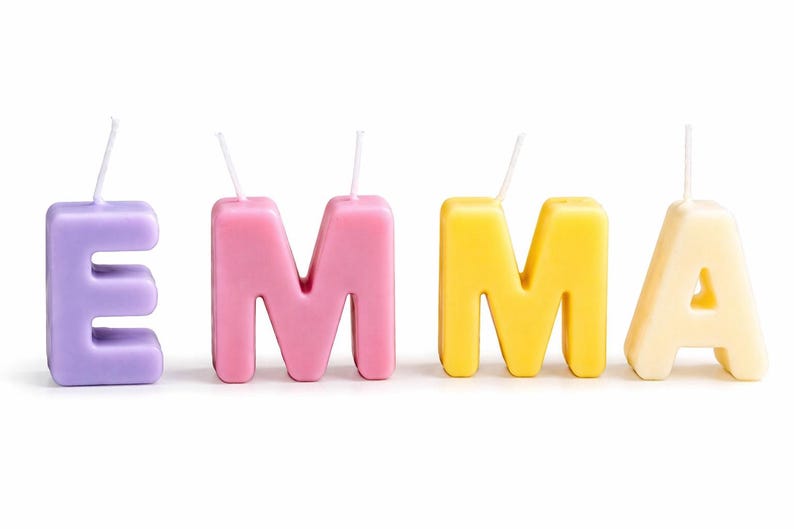 Personalized Name Candles, Custom Letter Cake Topper, Soy Beeswax Birthday Decor image 18