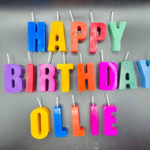 Colorful Birthday candles (Rainbow), Personalized Name Candles. Birthday cake topper. Unique candles.