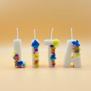 Personalized Letter Candles: Soy Wax Floral Birthday Decor