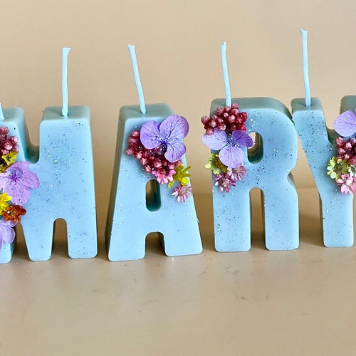 Personalized Birthday Candles Cake Toppers Letter Candles Etsy