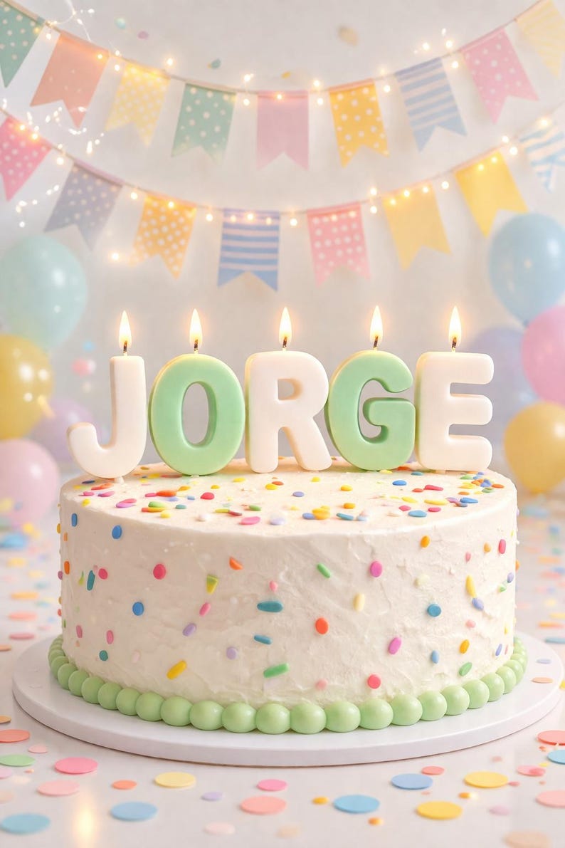 Personalized Name Candles, Custom Letter Cake Topper, Soy Beeswax Birthday Decor image 13