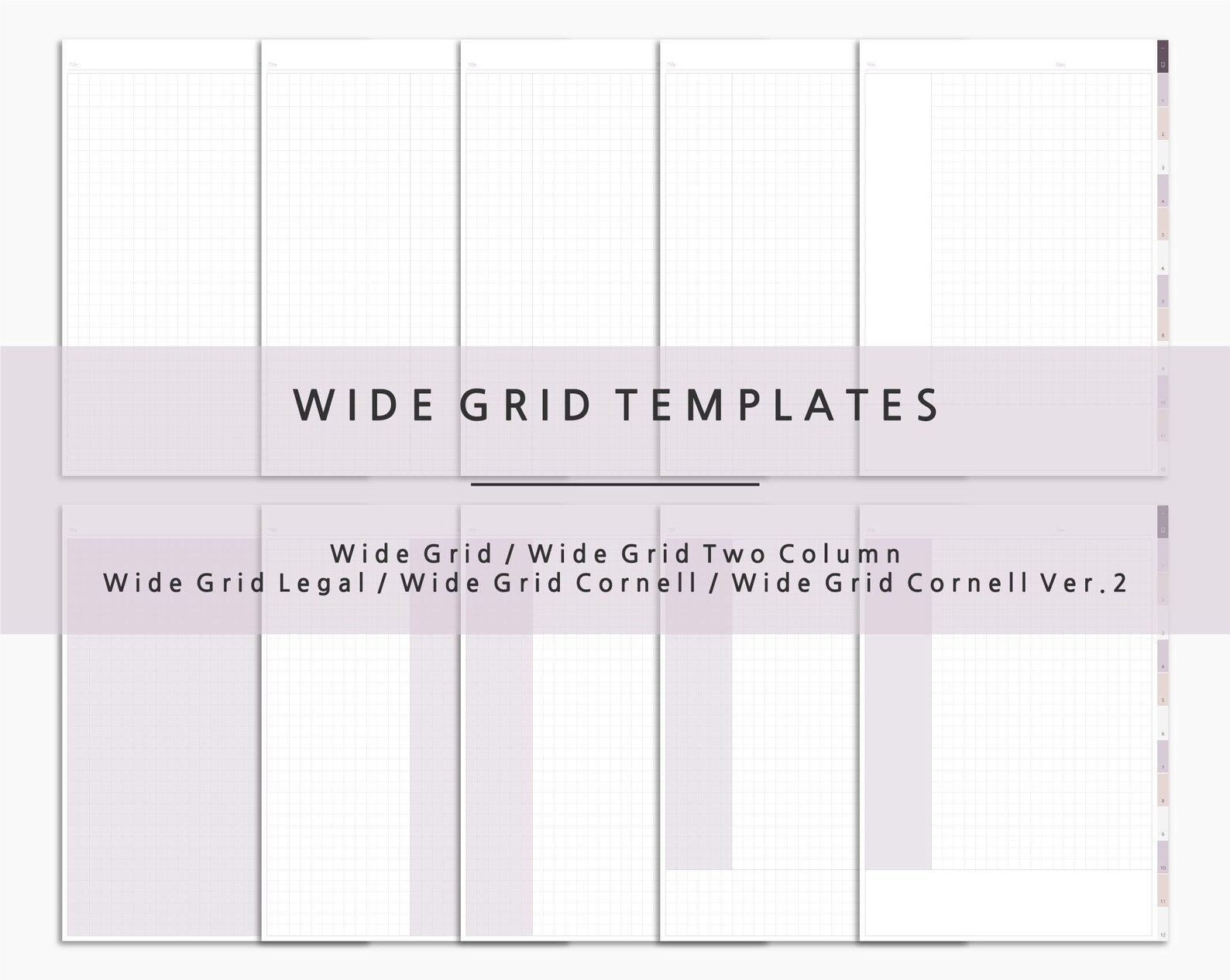 12 Tab Digital Notebook Minimalist Notebook 25 Paper Template - Etsy