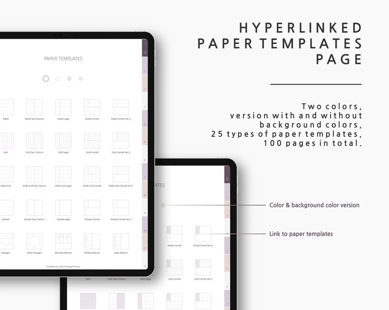 12 Tab Digital Notebook Minimalist Notebook 25 Paper Template - Etsy