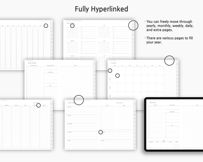 Undated Digital Planner Minimalist Journal Goodnotes Templates Etsy
