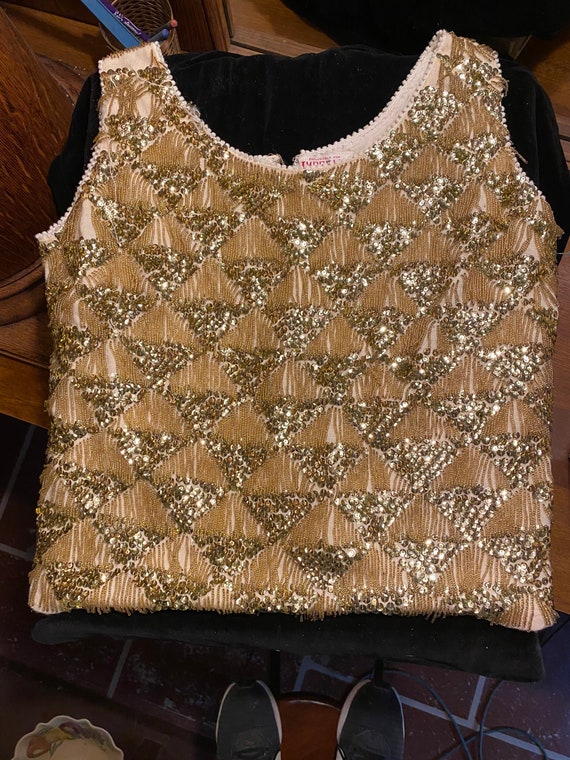 Vintage Sleeveless Sequin & Beaded Top