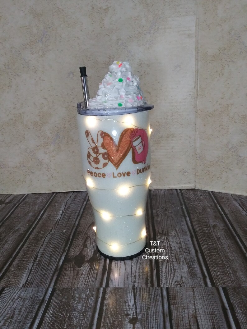 DUNKIN Donuts whiptop&light up tumbler/foldable straw included Etsy