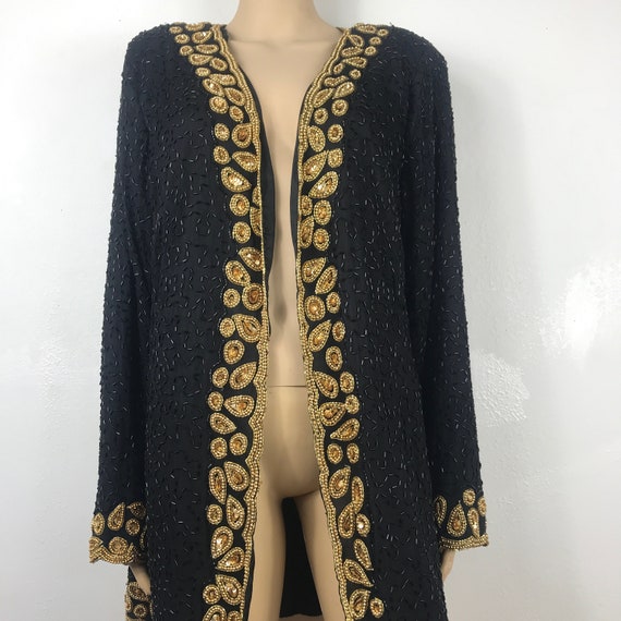 Gold Black - Great Gatsby - Gaudy Sequin Duster - Gem