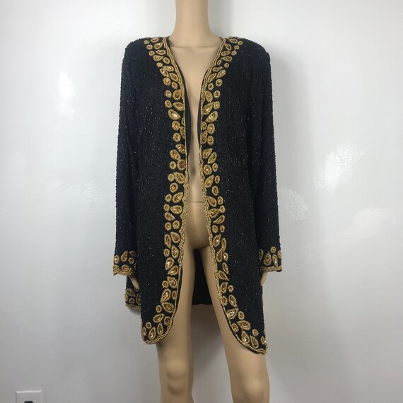 Gold Black - Great Gatsby - Gaudy Sequin Duster - Gem