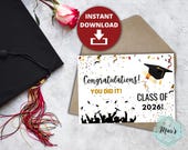 Graduation Card, Printable Graduation Card, Graduation Card 2026, Class of 2026, Congratulations Card, Graduation, Instant Download