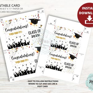 Tarjeta de graduación, tarjeta de graduación imprimible, tarjeta de graduación 2025, clase de 2025, tarjeta de felicitaciones, graduación, descarga instantánea