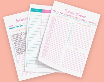 Therapy Digital Organization Bundle | SLP OT PT Printable Data Sheet | Speech Therapy Daily Planner | Evaluation Checklist for SLPs