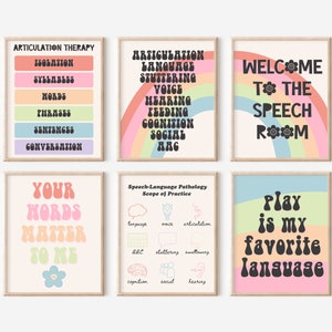 Speech Room Groovy Set of 9 Digital Prints | Speech Room Poster | Speech Room Wall Art | Speech Therapy Room | SLP | Speech Room Decor