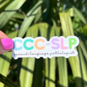 Pegatina impermeable con letras pastel CCC-SLP / Pegatina para logopeda / Regalo para logopeda / Logopedia
