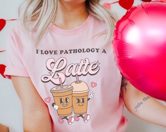 Jag älskar psykologi en latte komfortfärger t-shirt | Psykolog alla hjärtans dag-tröja | Psykologi-tröja | Kärlekspsykologi