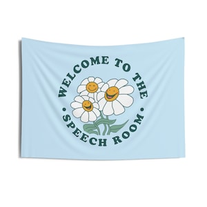Welcome to the Speech Room Wall Tapestry | Therapy Classroom Tapestry | Classroom Therapy Room Decor Hanging Print