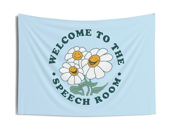 Welcome to the Speech Room Wall Tapestry | Therapy Classroom Tapestry | Classroom Therapy Room Decor Hanging Print