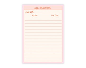 IEP Tracker Post-it® Note Pad 4 x 6  | SLP Organization Sticky Note | SPED Teacher Speech Occupational Therapist Sticky