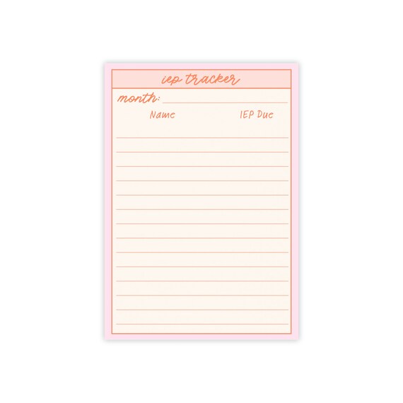 IEP Tracker Post-it® Note Pad 4 x 6  | SLP Organization Sticky Note | SPED Teacher Speech Occupational Therapist Sticky
