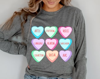 Herzen Sprechumfang Langarm T-Shirt | SLP Tee | Sprechtherapie | Valentinstag | SchulSLP Shirt