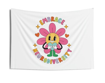 Embrace Neurodiversity Wall Tapestry | Therapy Classroom Tapestry | Classroom Therapy Room Decor Hanging Print | Autism Acceptance Month