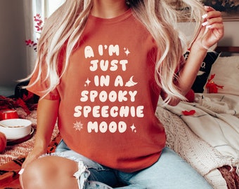 Spooky Speechie Mood Comfort Colors T-Shirt | SLP Shirt | Halloween Speech Shirt | SLP Halloween Shirt | Speech Therapist | Fall Shirt