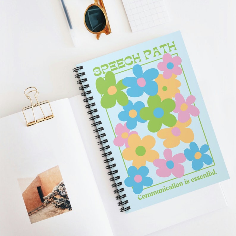 Speech Path Bright Floral Spiral Ruled Line Notebook | Speech Therapy Organization Notebook Spiral Notes | SLP Gift Speech Therapist image 1
