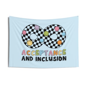 Acceptance and Inclusion Wall Tapestry | Therapy Classroom Tapestry | Classroom Therapy Room Decor Hanging Print | Autism Acceptance