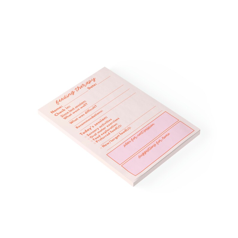 Feeding Therapy Post-it® Note Pads 4 x 6 | Therapy Session Parent Home Note | SLPA SLP Note image 2