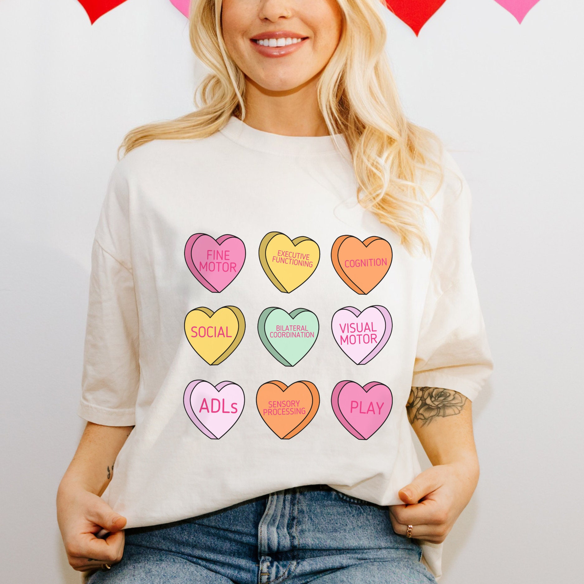 LOTSYOU☆THE FRIEND HEART CANDY Tee OT Scope Candy Hearts Comfort Colors T-shirt | Occupational