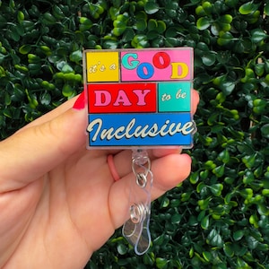 C'est une bonne journée pour être inclusif Bobine de badge | Porte-badge para orthopédique pour éducateur spécialisé orthophoniste | Titulaire d'une pièce d'identité | CAA | Acceptation de l'autisme