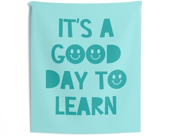It&#39;s a Good Day to Learn Wall Tapestry | Pink Classroom Wall Art | Back to School | Wall Print Tapestry Hanging | Classroom Decor
