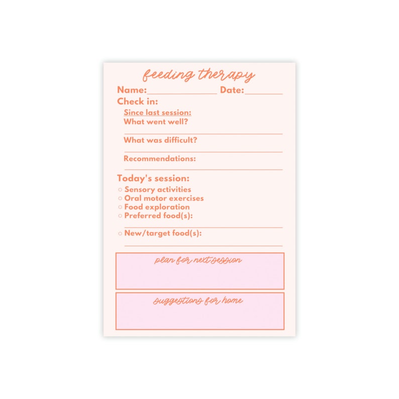 Feeding Therapy Post-it® Note Pads 4 x 6 | Therapy Session Parent Home Note | SLPA SLP Note image 1